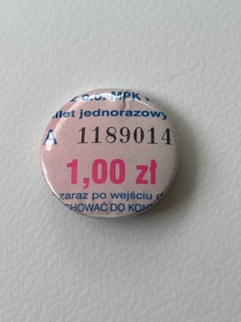 Button przypinka handmade bilet autobusowy unikat 