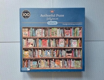 Gibsons Authorful Puns puzzle 1000 książki półka z książkami