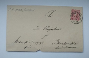 Obwoluta listu z miejscowości Sprottau roku 1878