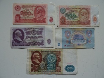 ZSRR 5 banknotów 5-25 rubli -L036