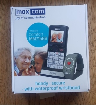 MAXCOM MM 715 BB telefon dla seniora z opaską SOS