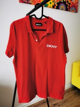 Czerwona męska koszulka polo M polówka DKNY