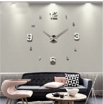Zegar 3D na ścianę SREBRNY