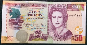 Belize 50 dollars 2014 UNC