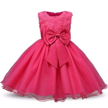 Różowa suknia z brokatem roz 134