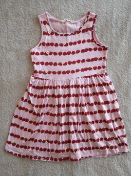 Różowa letnia sukienka w truskawki H&M 134 - 140
