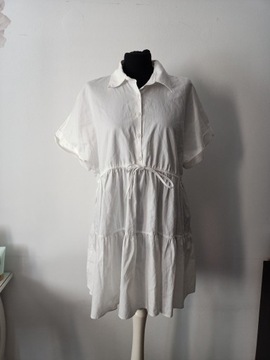 Nowa krótka biała sukienka z falbankami Zara 38 M 