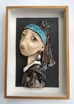 Rzeźba ceramiczna  - Dziewczyna z perłą  22x32cm