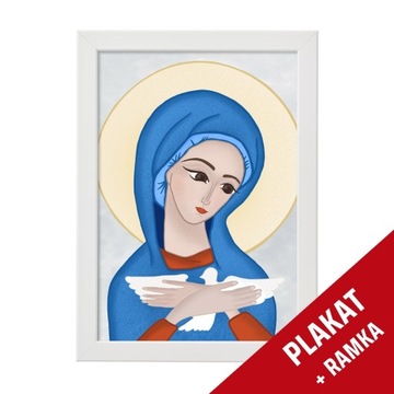 Plakat+ramka, Maryja, prezent na Komunię / Chrzest