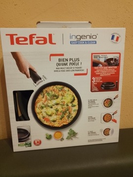 Nowy 3el zestaw patelni Tefal z rączką 24/28cm