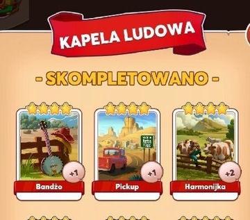 Coin master set Kapela ludowa 3 karty Natychmiasto