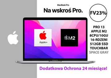 NOWY APPLE MACBOOK PRO 13 M2 16rd 512GB GW24ms FV!