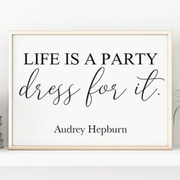 A4 Plakat z cytatem Audrey Hepburn do salonu