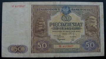 50zł 1946r. Seria  M  z obiegu.