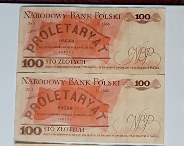 Cztery banknoty 100 złotych 1976 seria AR,AW,AY,AZ