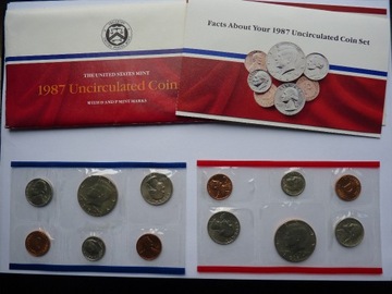 USA 1987 zestaw monet coin set P + D UNC