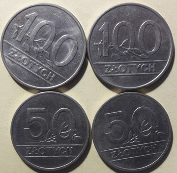 Zestaw monet 50,  100 zł 1990 Polska 4 szt