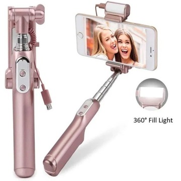 Selfie stick Mocreo, statyw do selfie l z lampką i