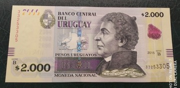 Urugwaj, 2000 pesos 2015 UNC
