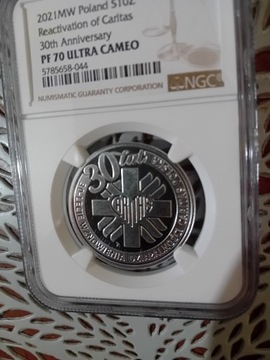 10 zł 30 LAT CARITAS POLSKA NGC PF70 ROK 2021