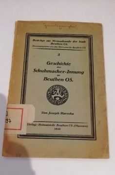 Geschichte der Schuhmacher-Innung zu Beuthen 1926