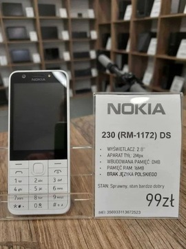 Telefon komórkowy NOKIA 230 (RM-1172) DS biały gwarancja