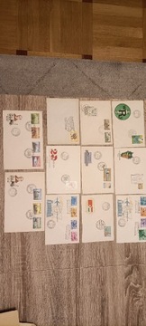 Koperta ze znaczkiem komplet 11 sztuk różne 