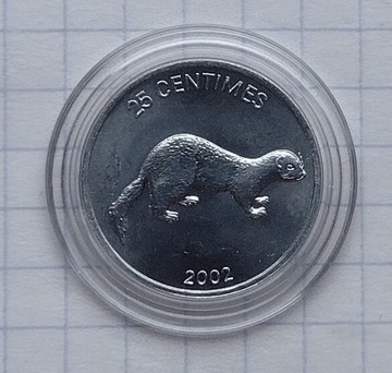 (3097) Kongo 25 centymów 2002 -łasica UNC