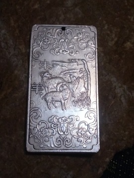 Stary Amulet tybetański zodiak Koza srebro
