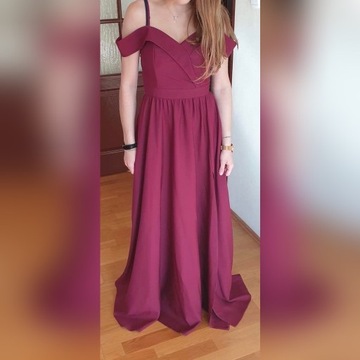 Sukienka EMO Elizabeth Bordowa Wieczorowa Maxi Hot