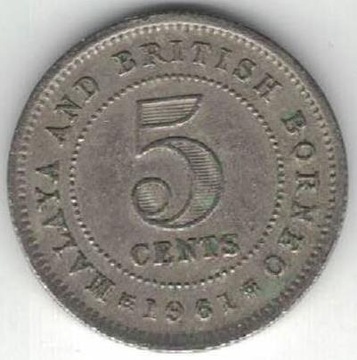 Malaje i Brytyjskie Borneo 5 centów 1961 bz 16 mm
