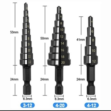 Zestaw wierteł stopniowych HSS