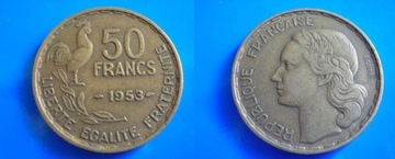 Francja 50 francs franków 1953 kogut