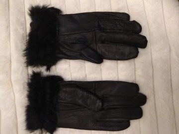 Skórkowe czarne rękawiczki damskie