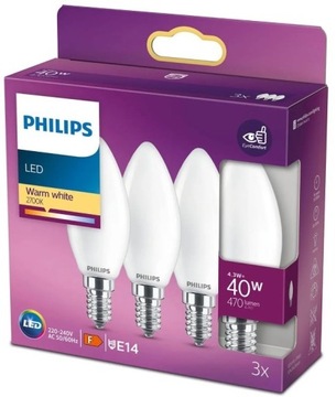 3x żarówka Philips LED Warm white 2700K 4,3W=40W