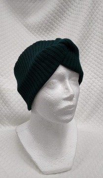 Opaska na głowę turban zimowa wełna zielona Nitchi