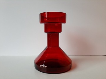 Świecznik (ok. 17,7 cm), kolorowe szkło PRL