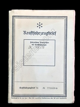 Karta pojazdu (Kraftfahrzeugbrief) III Rzesza