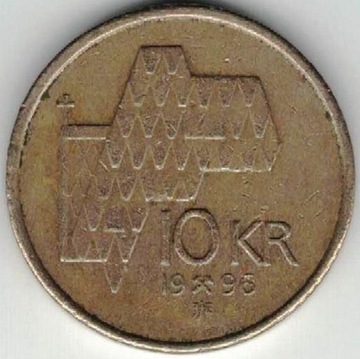Norwegia 10 koron kroner 1996 24 mm