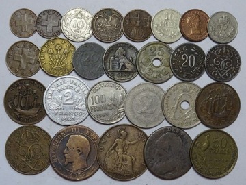 Zestaw 26 monet do 1955 roku ciekawy mix-L019