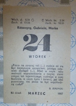 Kartka z kalendarza 24 marzec 1987 