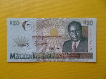 MALAWI 20 Dollars 1995 Pick 32 UNC