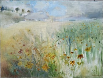 Obraz olejny, 60 x 80cm, łąka