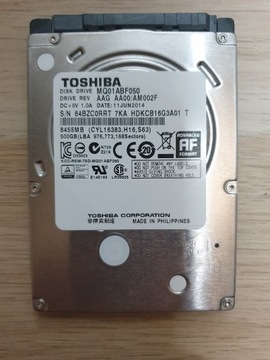 Dysk twardy Toshiba 500GB 2,5" uszkodzony 