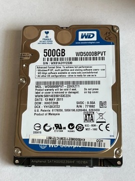 WD 500GB HDD 2,5 WD5000BPVT-22HXZT1 NR 13