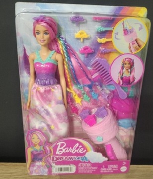 Lalka Barbie Dreamtopia HNJ06 kolorowe warkoczyki zakrecone pasemka