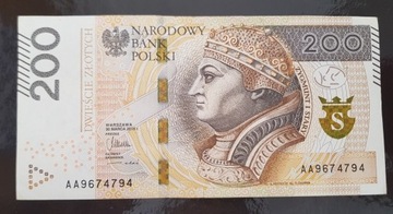 200 ZŁOTYCH 2015 rok SERIA  AA