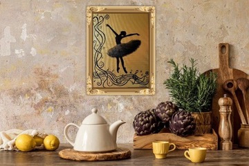 Obraz ręcznie malowany baletnica złoto salon 