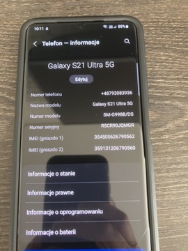 Samsung S21 ultra 5G z wadą LCD