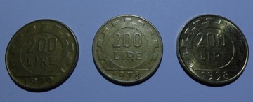 200 lirów włoskich (1978, 1979, 1998)